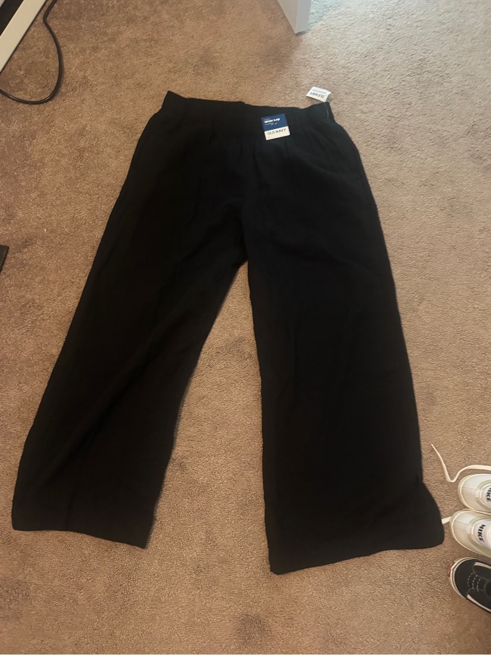 Old Navy Crinkle Gauze Black Wide-Leg Pants